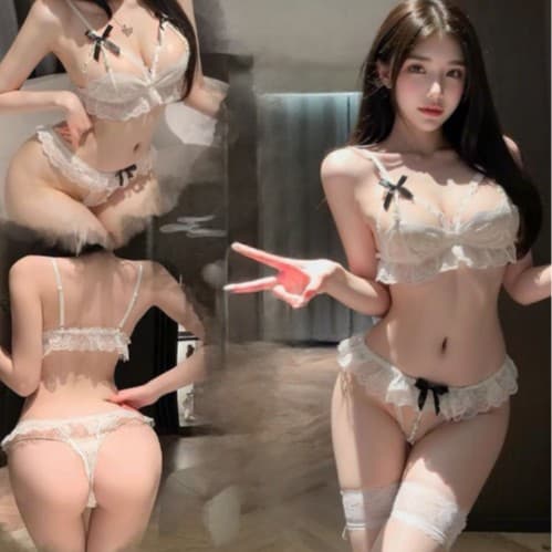 Lingerie Three Piece Lace Panties Crotchless Quick Release Sexy Sleepwear Seduction Passionate Flirty Hot Drop Shipping