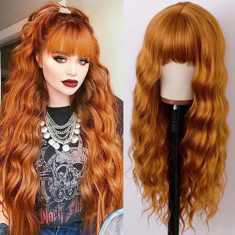 Cross-Border European and American Long Curly Wig for Women, Fashionable Wool Curly Wig, Full Headgear, Long Water Ripple Wig
