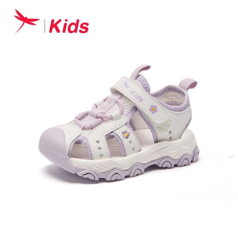 Red/Dragonfly Girls Sandals 2025 Summer Girls Closed-Toe Sandals Medium and Large Children Campus Students Hollow Shoes Authentic