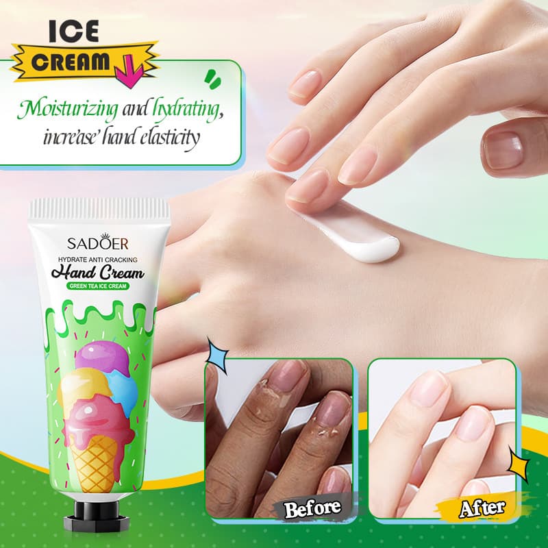 Full English green tea ice cream hydrating hand cream SADOER autumn and winter hand cream cross-border foreign trade wholesale