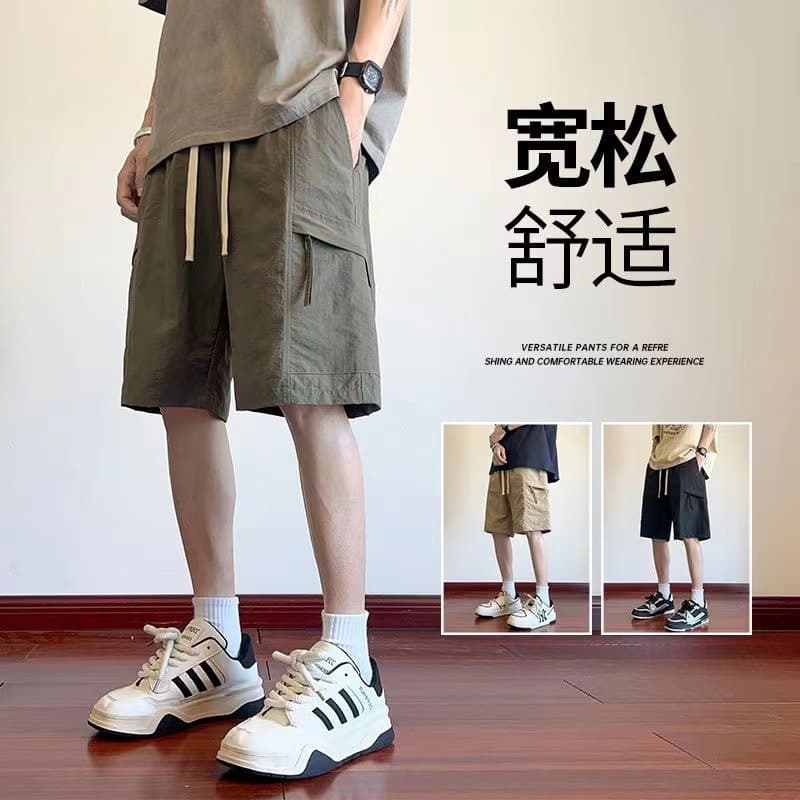 Men's Work Shorts, Summer Trendy Brand Outerwear, Casual Sweatpants, Loose Thin Style, Trendy Versatile Five-Quarter Mid-Length Pants