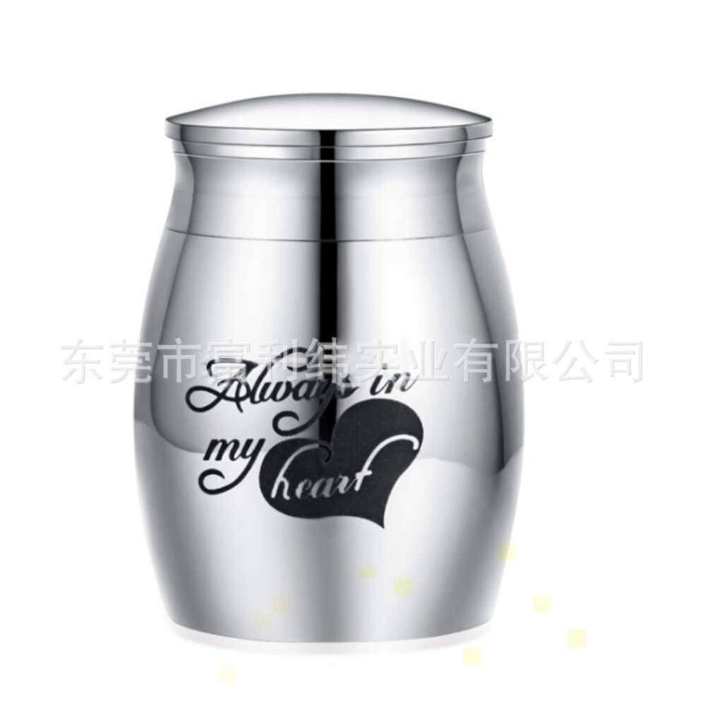 Pet Urn Stainless Steel Heart Engraving Ashes Pot Cat Dog Hair Memorial Can Metal Moisture-proof Box