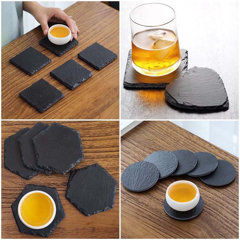 Japanese natural rock coasters hand-hewn slate whiskey slate coasters cocktail stone coasters tea coasters