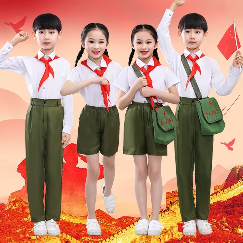 Children's Little Red Army Lei Feng Performance Costume, Educated Youth Red Star Shining Dance Costume, Red Song Choir Performance Outfit