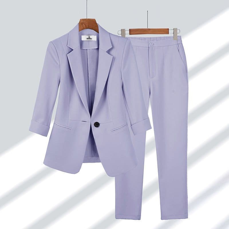 2026 New Cross-border Amazon Professional Casual Three-quarter Sleeve Suit Set for Women