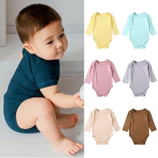 Baby Bodysuit Summer Long Sleeve Pajamas Newborn Bamboo Fiber Summer Air Conditioning Romper Amazon Best Seller