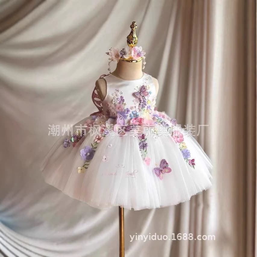 Girls' Dress Fairy Style Little Host Runway Piano Performance Outfit Birthday Flower Girl Princess Dress Light Luxury Niche High-End
