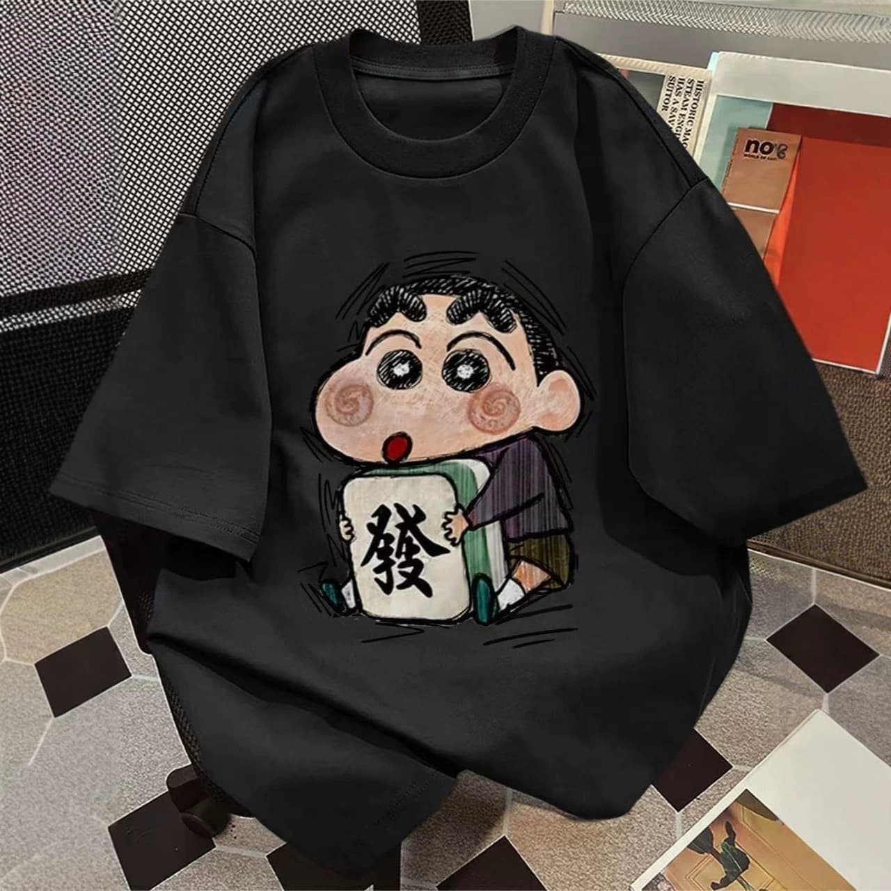2026 New Cross-Border Cartoon Cute Crayon Shin-chan Pure Cotton T-Shirt Loose Casual Women's Top Plus Size Women's Clothing Ins