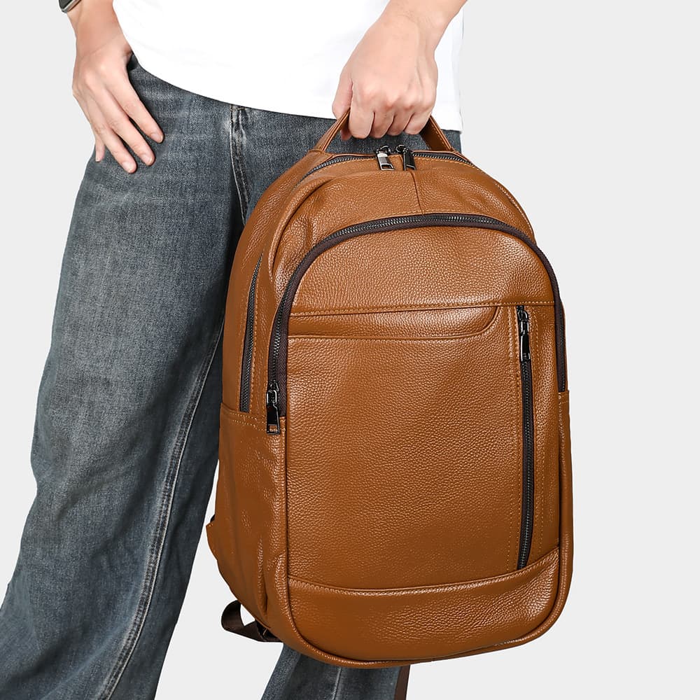 Cross-border men's genuine leather business casual backpack large capacity computer bag backpack leather backpack