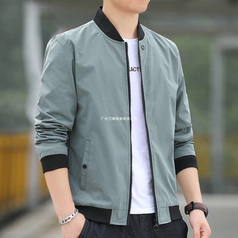 2025 Spring and Autumn Jackets Men's Trendy Baseball Collar Thin Casual Windbreaker Short Outerwear Handsome Men's Jackets