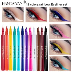 Liquid Eyeliner Cross-Border Makeup Rainbow Color HANDAIYAN DIY 12-Color Waterproof Eyeliner Non-Smudge Eyeliner Pen