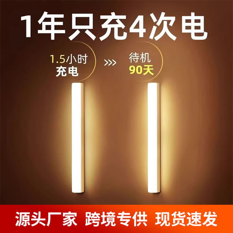 Motion-Activated Charging Night Light, Auto-Sensing LED Light, No Wiring Light Strip, Cross-Border Best Seller