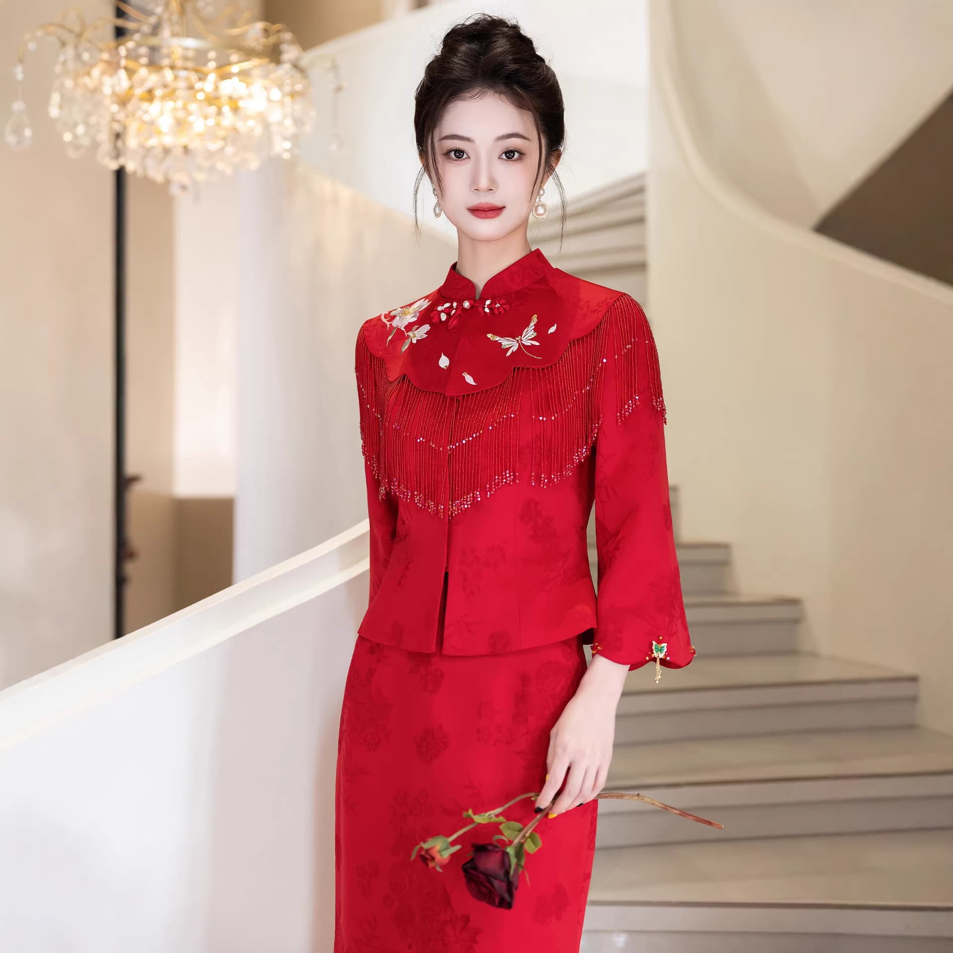 New Chinese-Style Red Wedding Dress for Petite Brides 2026 New Arrival Bride Qipao High-End Reception Gown Wedding Attire