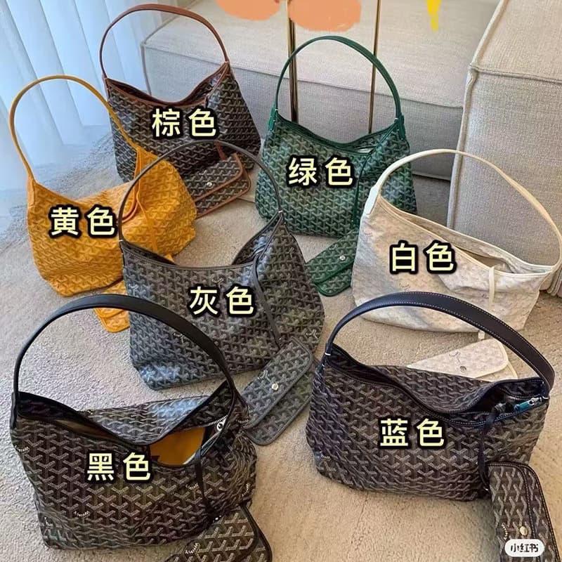 High-Version Large-Capacity Goyard-Style Dogtooth Hobo Underarm Bag Women's Single-Shoulder Hobo Bag Shopping Tote Printed Bucket Bag