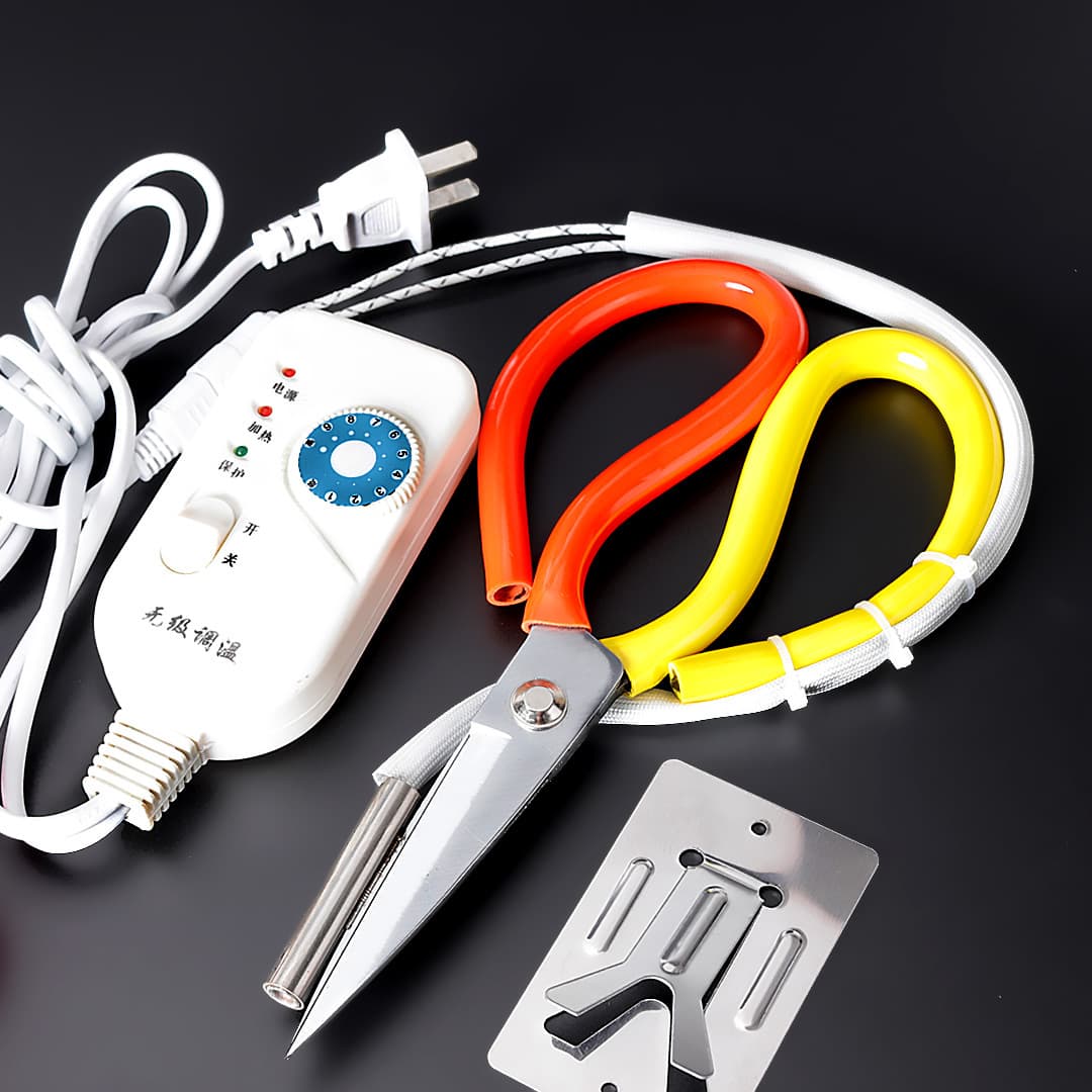 Branded electric scissors, temperature-controlled electric scissors, trimming scissors, electric tailoring scissors, tape and zipper cutting scissors, wholesale in bulk.