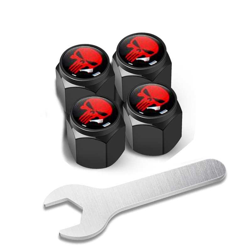 Tire Valve Stem Caps Skull Ghost Head Black Anti-Theft Valve Core Caps Personalized Modified Valve Caps Car Accessories