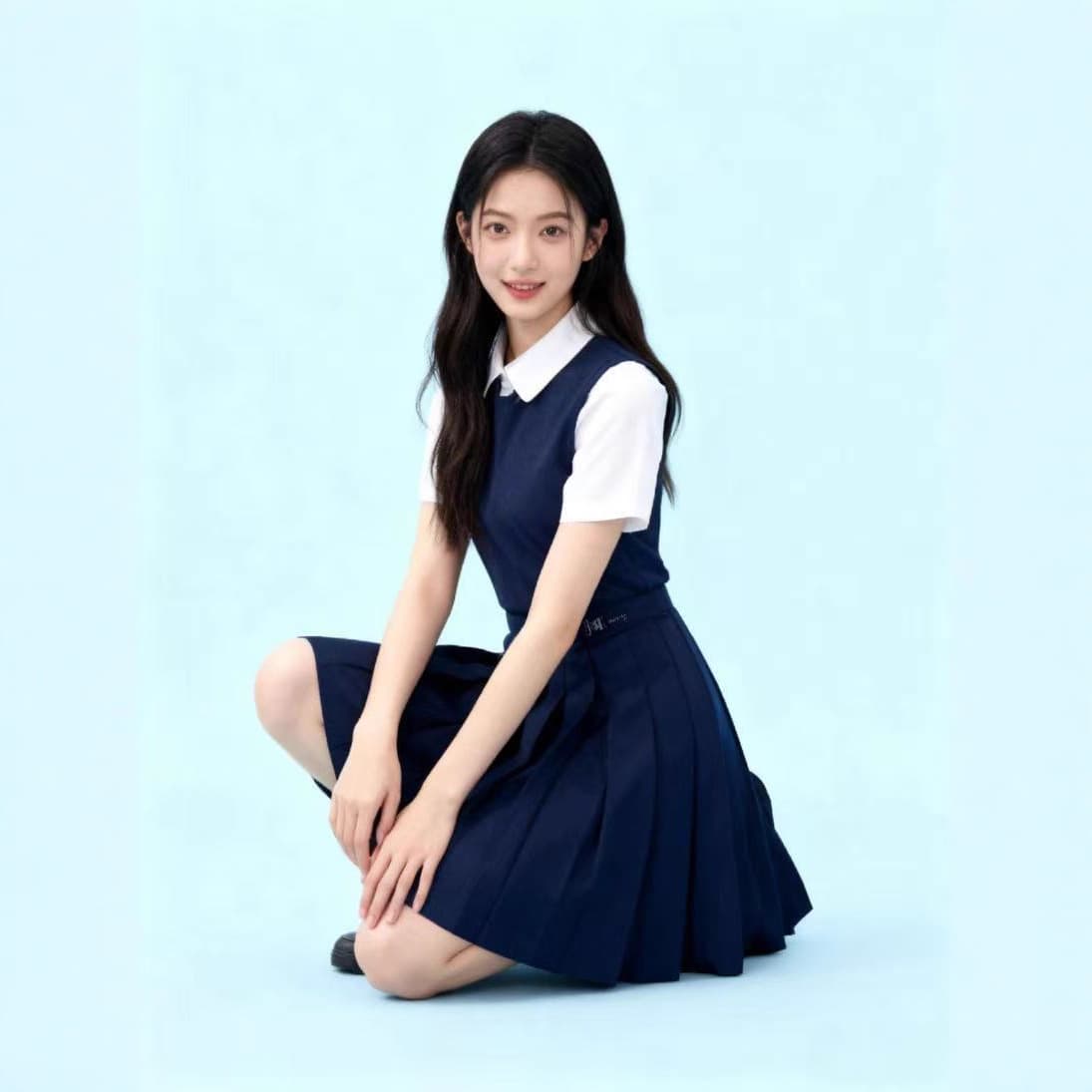 Sailor suit JK skirt pleated skirt short skirt navy blue skirt jk uniform college style solid color basic Japanese style