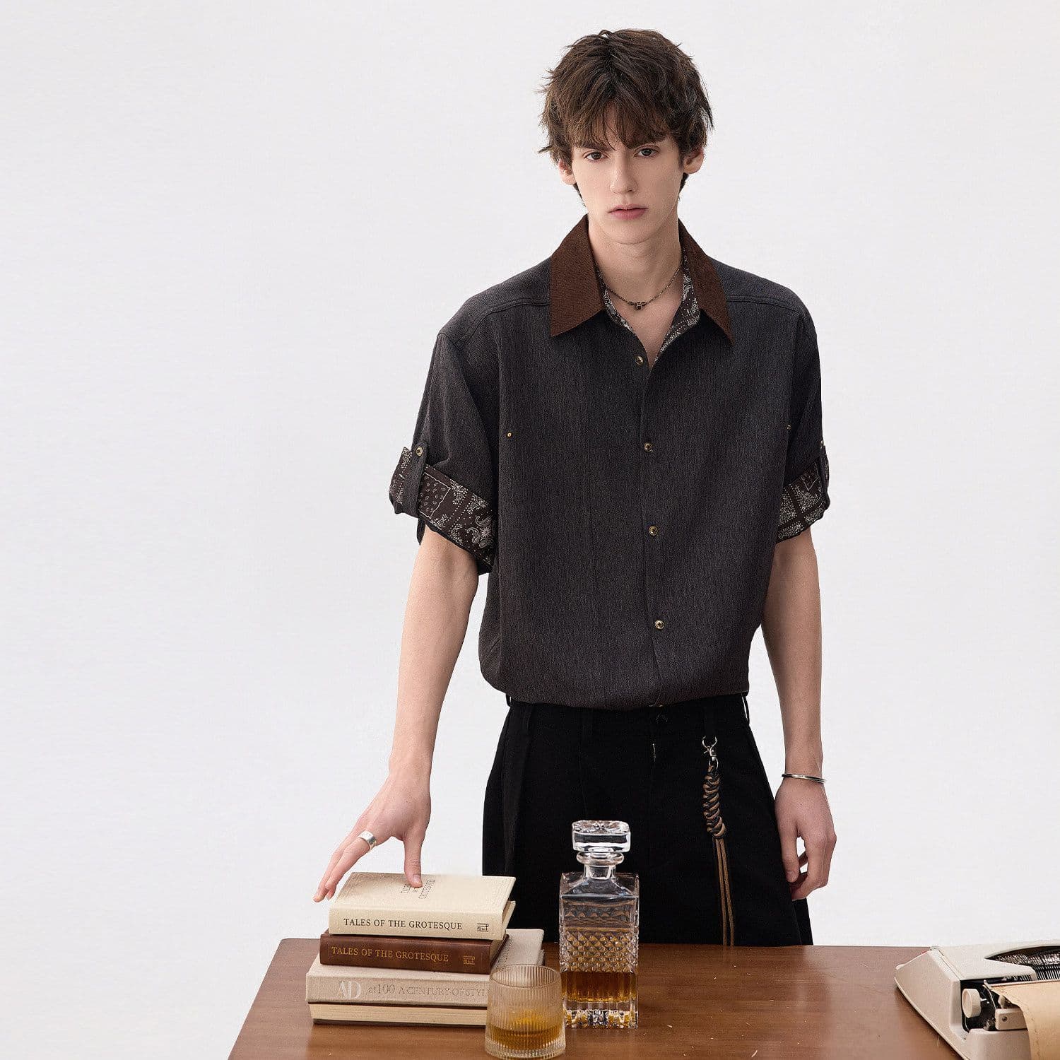 Summer Men's New Short Sleeve Fashion Shirt Trendy Light Luxury Versatile Design Men's Patchwork Shirt