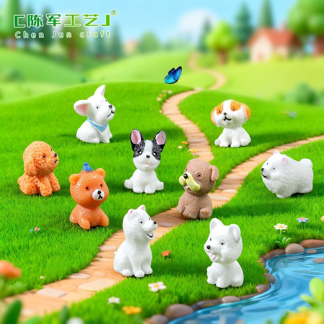 Mini Cute Puppy Micro Landscape Resin Creative Simulation Cartoon Dog Ornaments DIY Dog Decorative Accessories