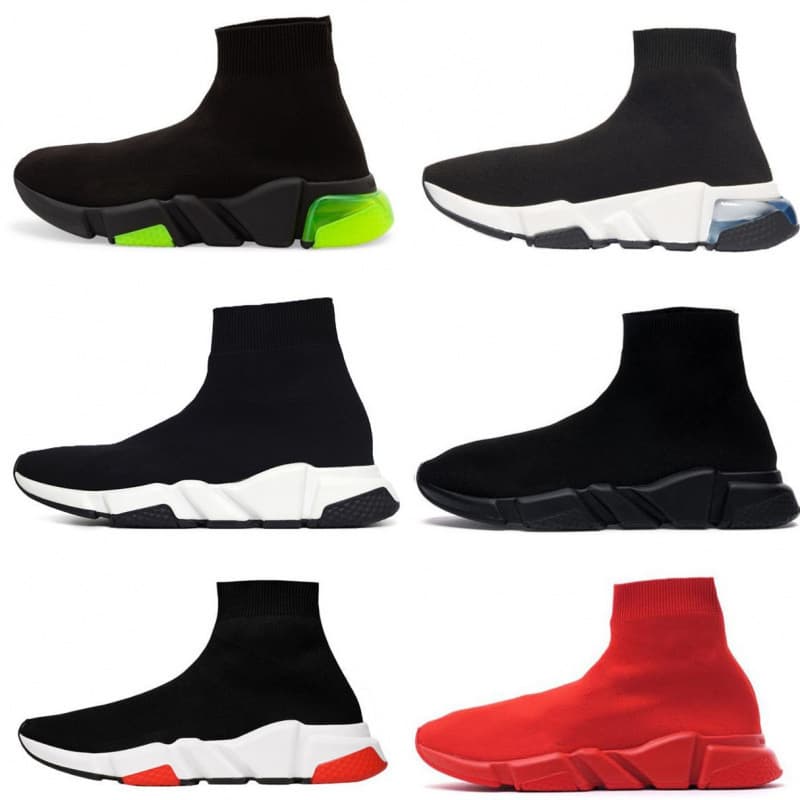 Cross-border Slip-on Sports Shoes Foreign Trade Air Cushion Shoes Unisex Paris High-top Sock Shoes Knitted Boots Dad Shoes
