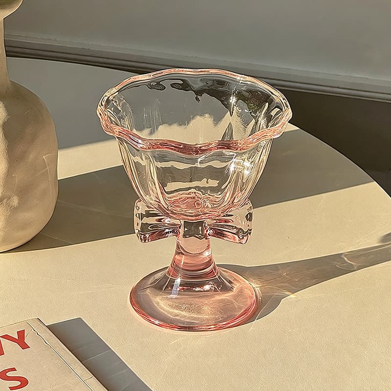Vintage High-Aesthetic Bow Stemmed Glass Red Wine Glass Cocktail Champagne Glass Juice Cup Coffee Cup Glass Cup