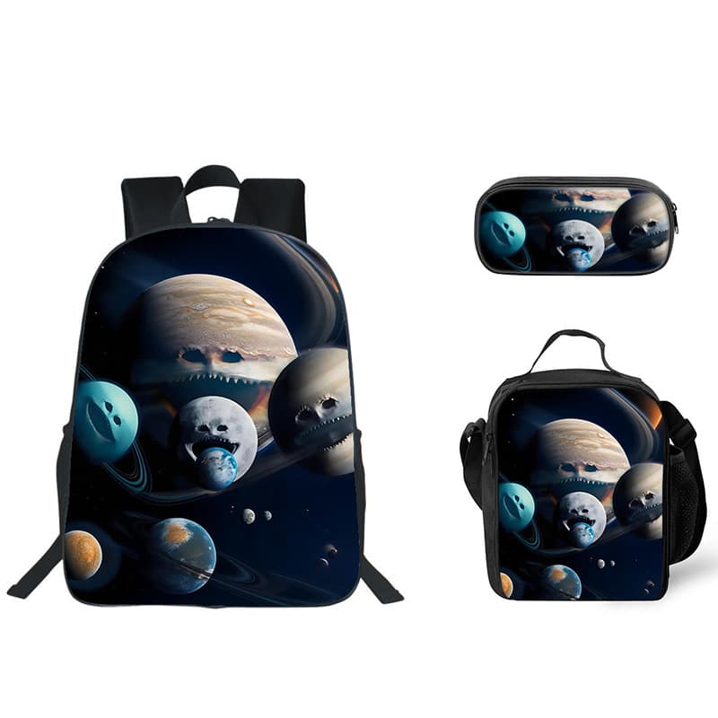 Wholesale Moon Awakens Backpack, Pencil Case, Lunch Bag Three-Piece Set with Planet Awakening Pattern, Universal for Primary and Secondary School Students