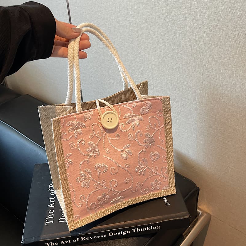 Internet celebrity ins handbag linen bag for women 2026 going out lunch box lunch bag fashionable small work bag