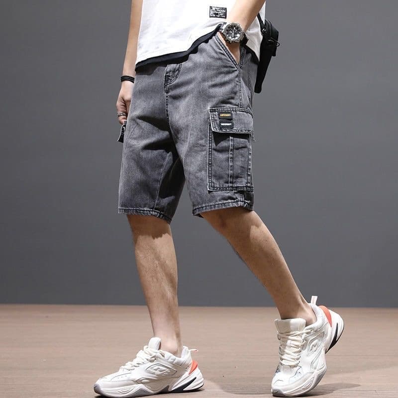 Summer Trendy Brand Denim Shorts Men's Loose Mid-Length Pants Thin Cargo Pants Youth Cargo Denim Wholesale
