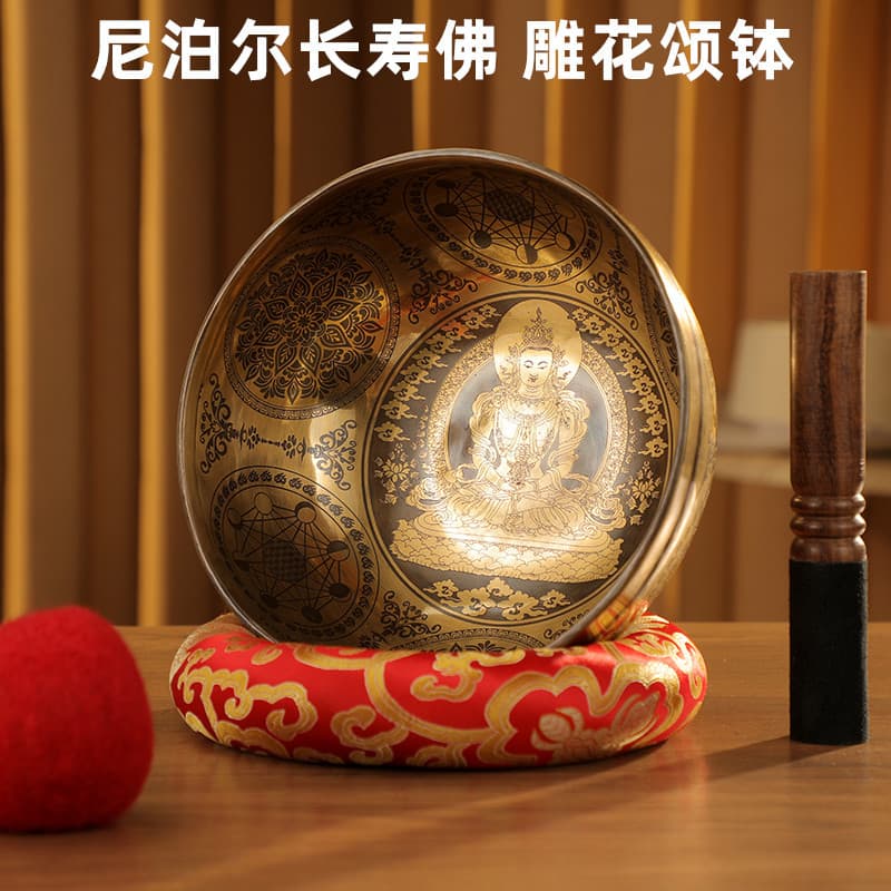 Nepal longevity Buddha carved bowl meditation meditation yoga singing bowl handmade singing bowl sound therapy ear picking singing bowl healing