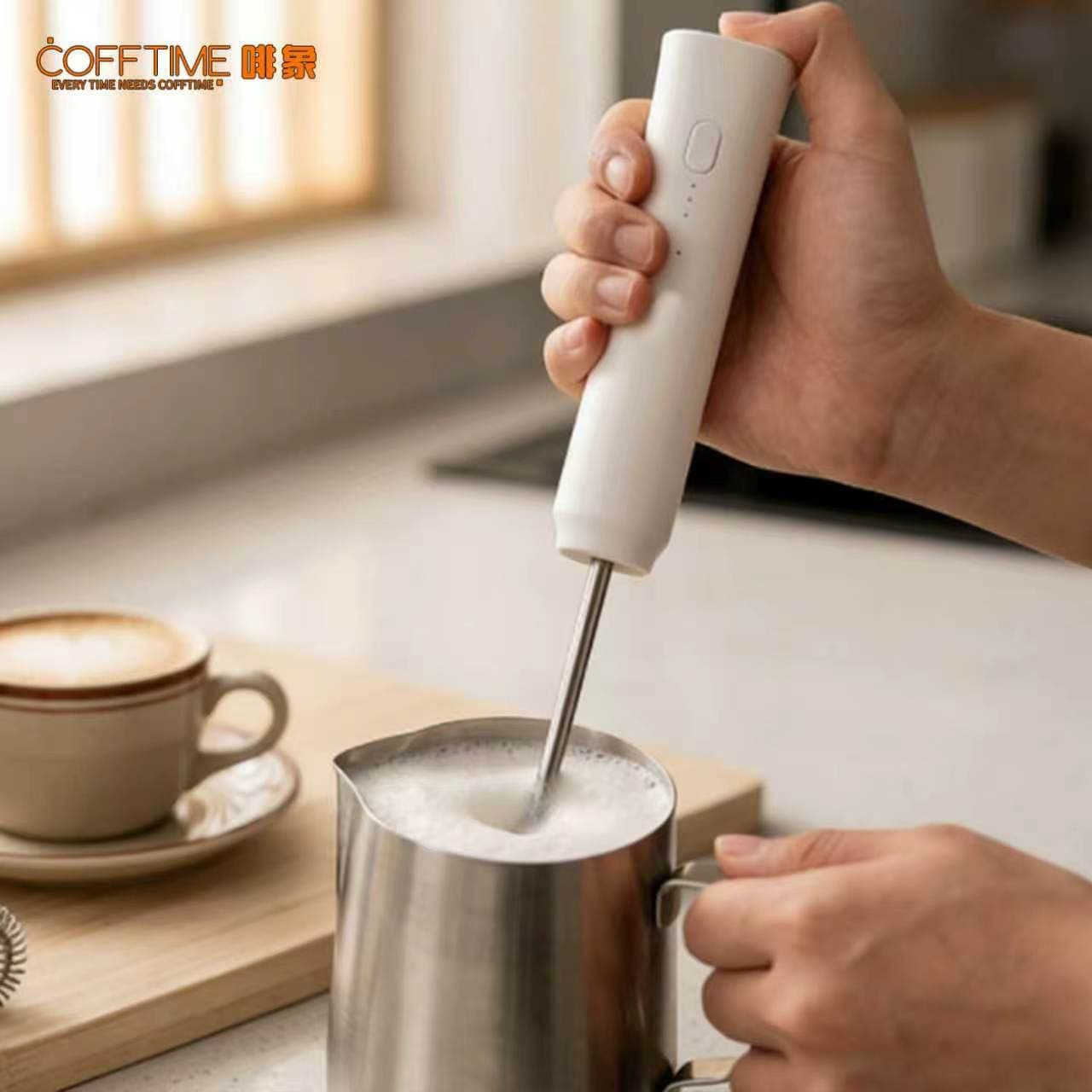 Feixiang Wireless Electric Milk Frother Handheld Milk Frother Coffee Milk Frothing Stirrer Small Portable