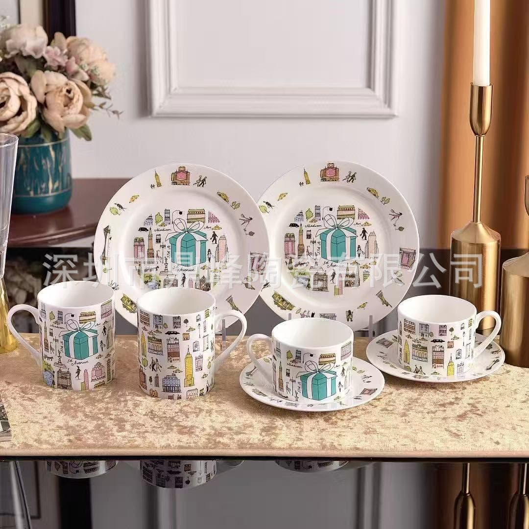 T-House Luxury New York Fifth Avenue Coffee Cup Afternoon Tea Cup Office Couple Mug Home Western Dinner Plate