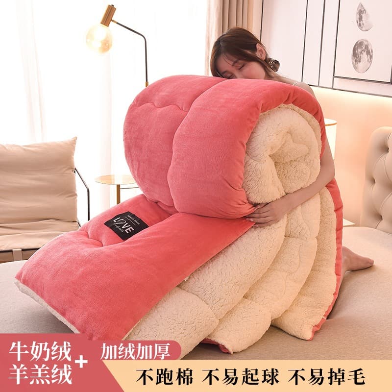 Lamb velvet milk velvet quilt winter thickened warm double-sided velvet quilt core student dormitory single and double winter quilt