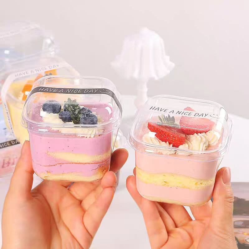 Square mousse cup tiramisu small cake box packaging box disposable packaged yogurt coconut milk jelly dessert