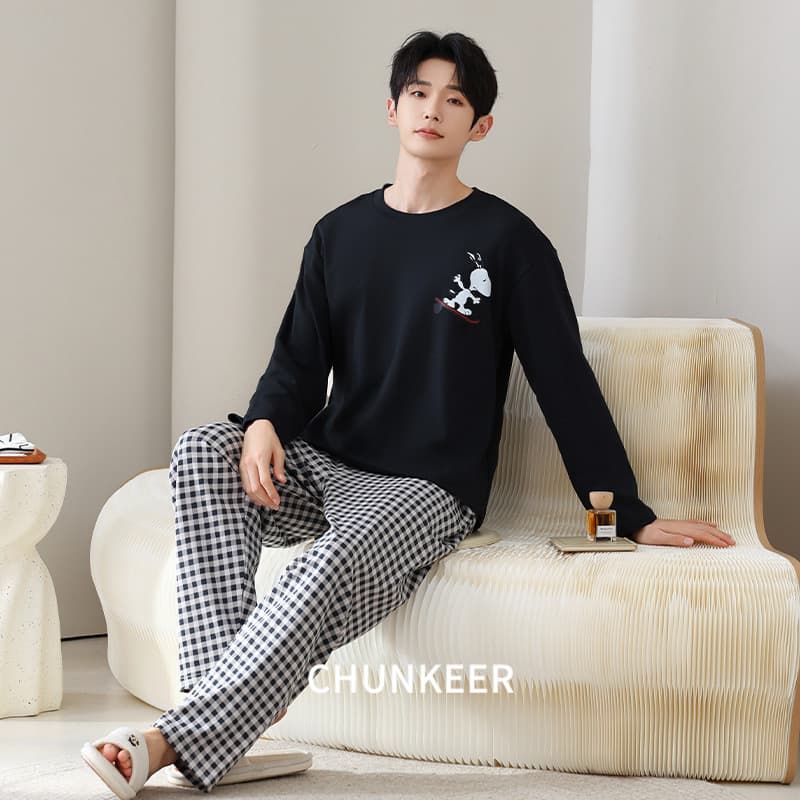 Men's Autumn/Winter Round Neck Pullover Korean Style Casual Loungewear Set, Suitable for Home and Outdoor Wear