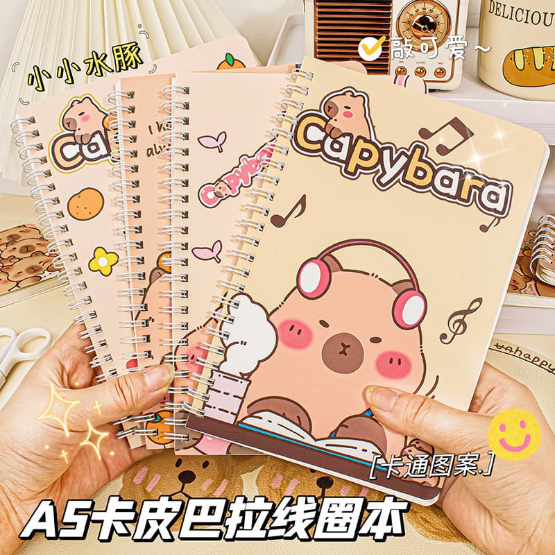 Capybara Cute Cartoon A5 Spiral Notebook Lined A7 Notebook Memo Pad Student Portable Notebooks Wholesale