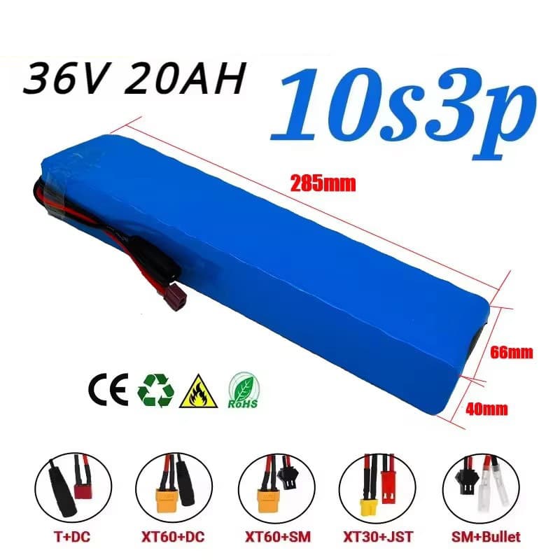 36V 100Ah 18650 rechargeable lithium battery pack 10S3P1000W with BMS for bicycle scooter