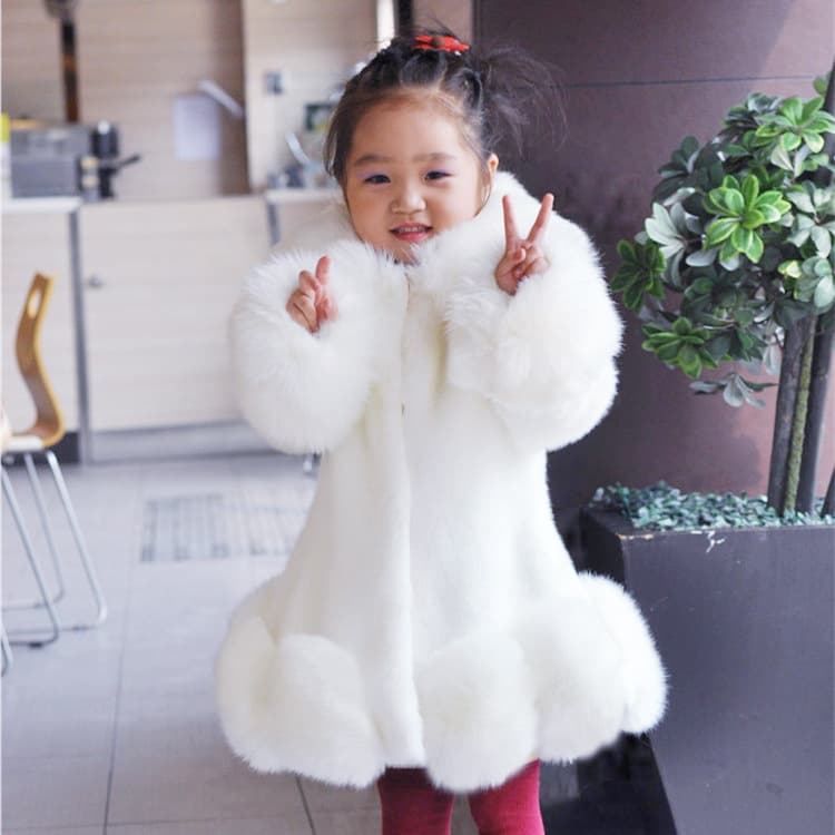 Children's faux fur coat, girls' autumn and winter 2025 new Korean style faux mink and fox fur thickened baby cotton coat