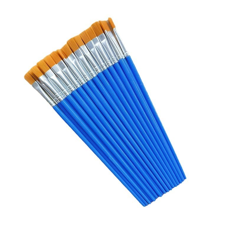 Plastic Handle Paint by Numbers Brush Nylon Liner Brush Kids Flat Brush Bristle Brush for Plaster Ceramic Pigment Acrylic Paint Brush