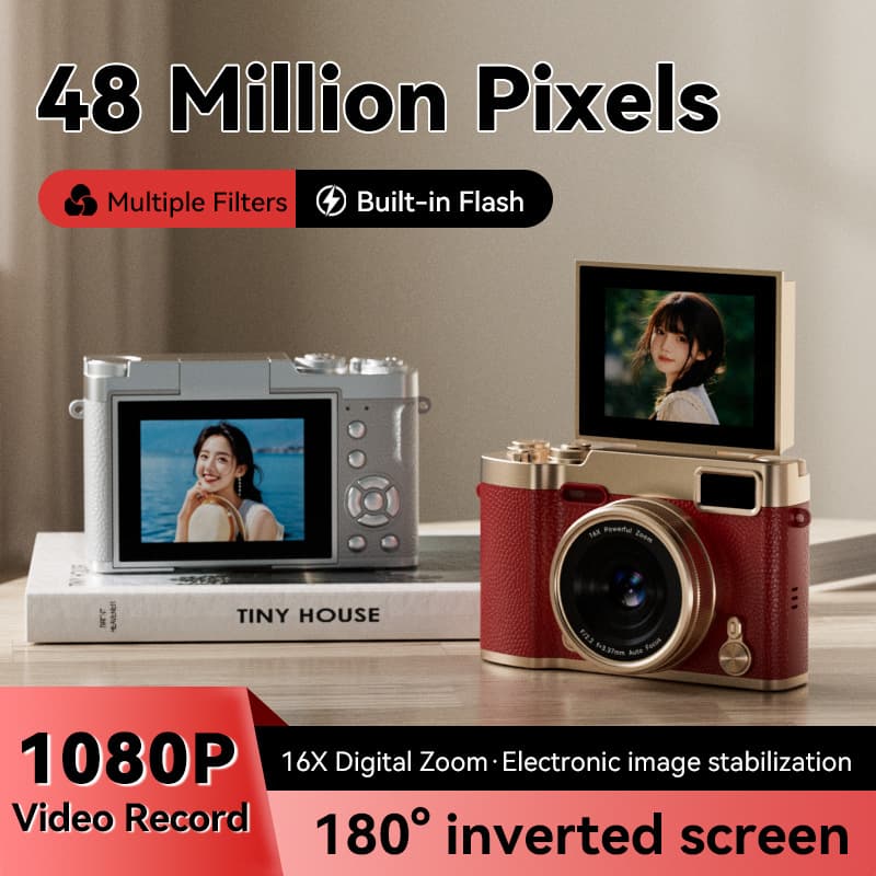 The latest popular ultra-high definition flip flip 4K ultra-clear image quality ccd digital camera portable for student campus travel