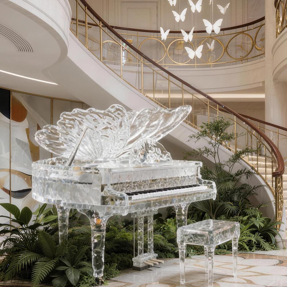 Ice Crystal Clear Grand Piano Butterfly Piano Model Transparent Art Piano Luxury Decorative Instrument Source Factory