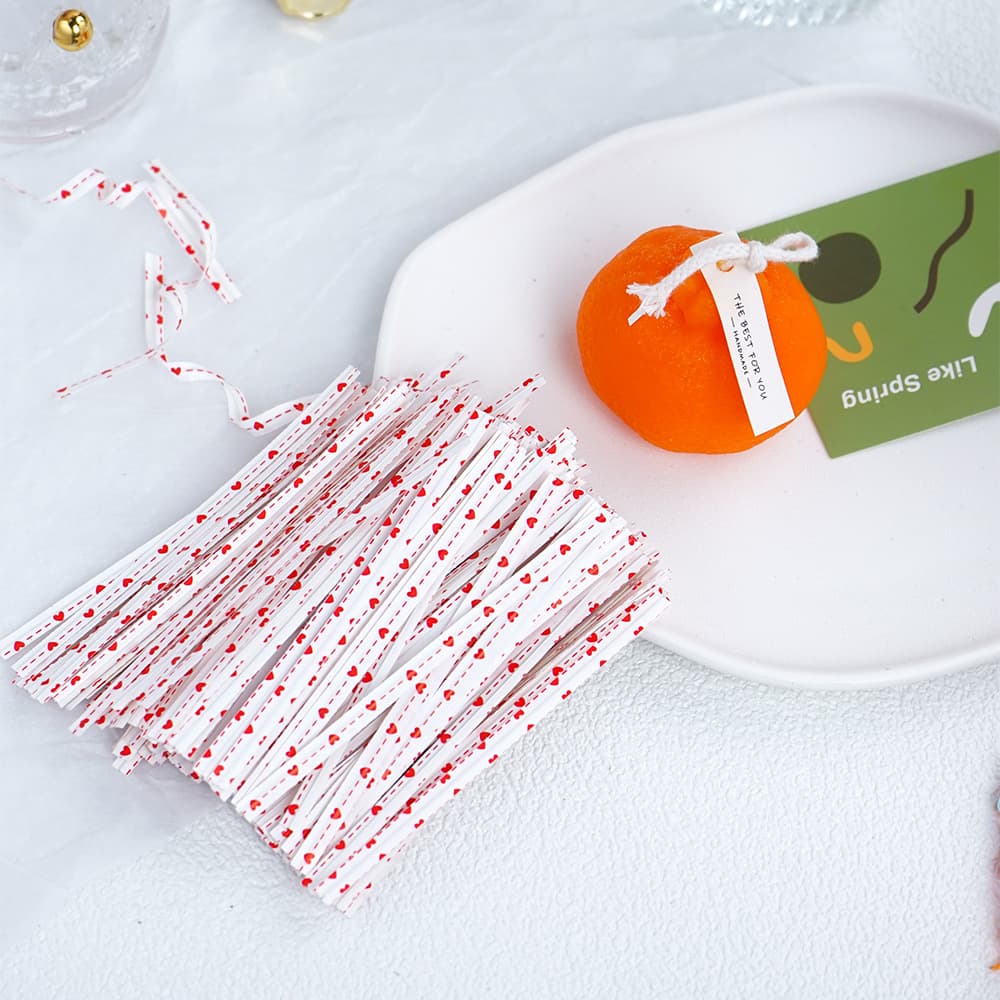 1000-Piece Price: New Red Valentine's Day Heart-shaped Sealing Wire, Candy Bag Sealing Wire, Drawstring Iron Wire