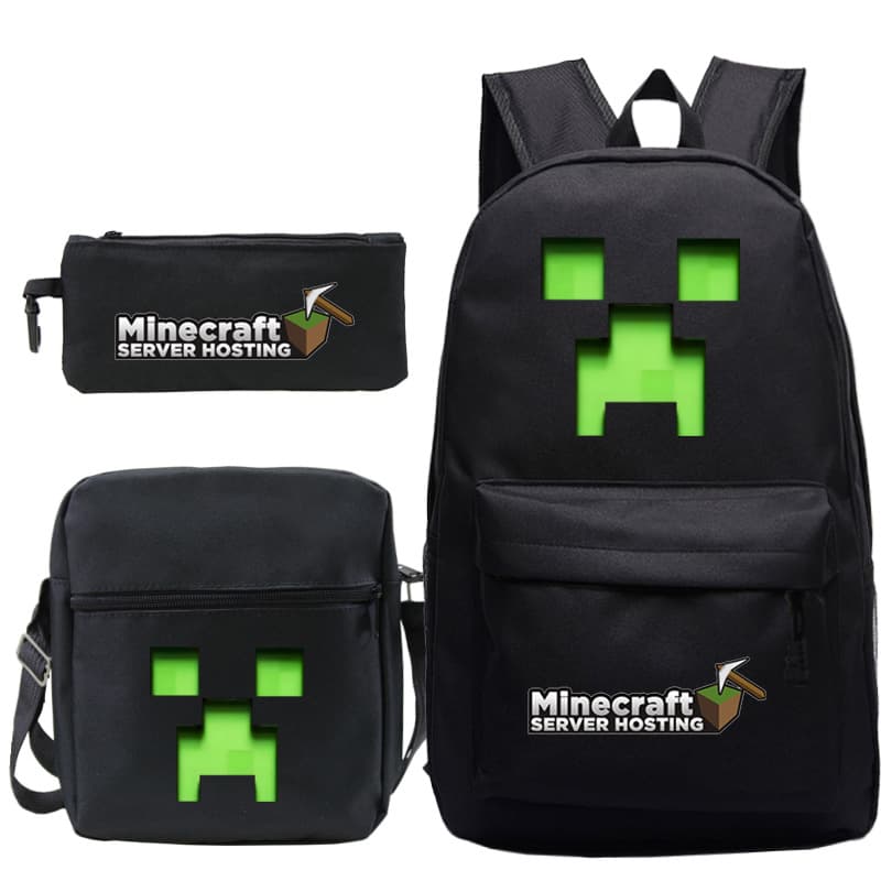 Game Minecraft printed children's schoolbag foreign trade student casual backpack three-piece set