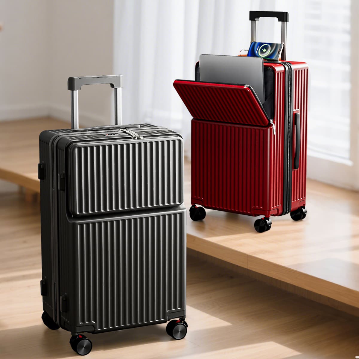 Suitcase Women 2026 New Front Opening Travel Case 20-Inch Carry-On 28 Large Capacity Trolley Case Sturdy and Durable