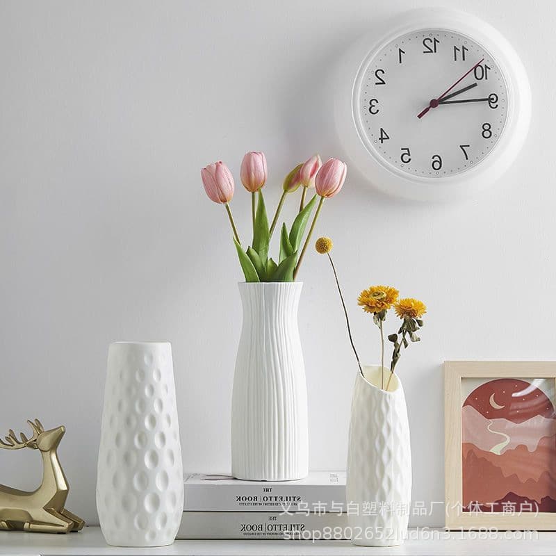 Home Ins Nordic Plastic Vase Living Room Drop-Resistant Artificial Flower Vase Creative Simple Cross-Border Best-Selling Vase