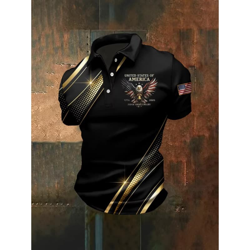 2026 Cross-Border Amazon Foreign Trade Men's Short Sleeve Polo Shirt 3D Digital Print Men's Turn-Down Collar Short Sleeve Polo Shirt