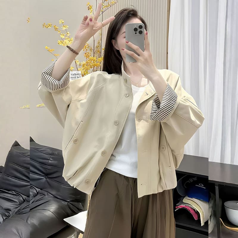 Short jacket for women 2026 spring and autumn new hot style small loose slim fashionable versatile casual jacket top