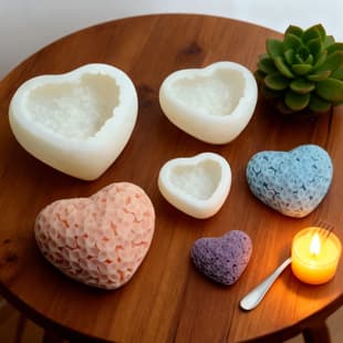 Valentine's Day Heart Flower Silicone Candle Mold DIY Handmade Heart Soap Chocolate Cake Baking Mold