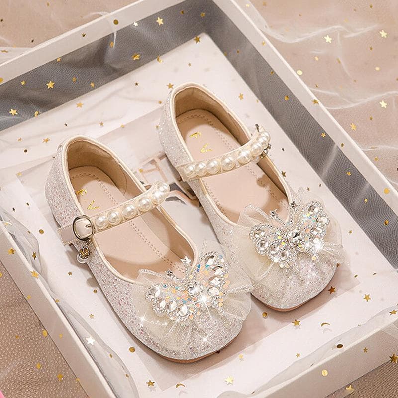 Girls' Shoes Princess Crystal Shoes 2025 New Spring and Summer Children's Leather Shoes Baby Soft Sole Shiny Children's Shoes