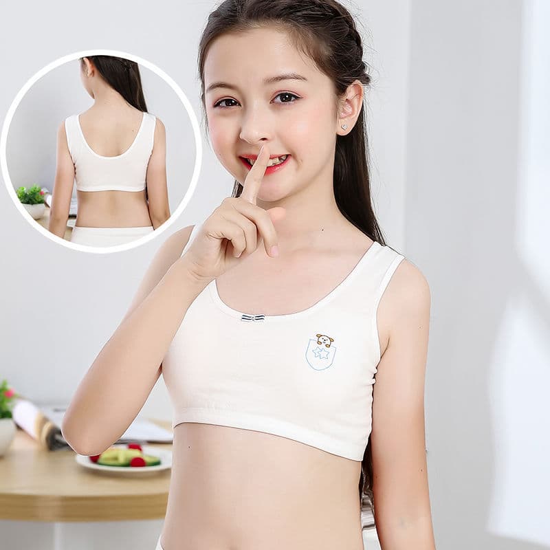Girls' Developmental Period Underwear for Ages 8-16, Pure Cotton Training Bra, Junior High School Anti-Bump Vest