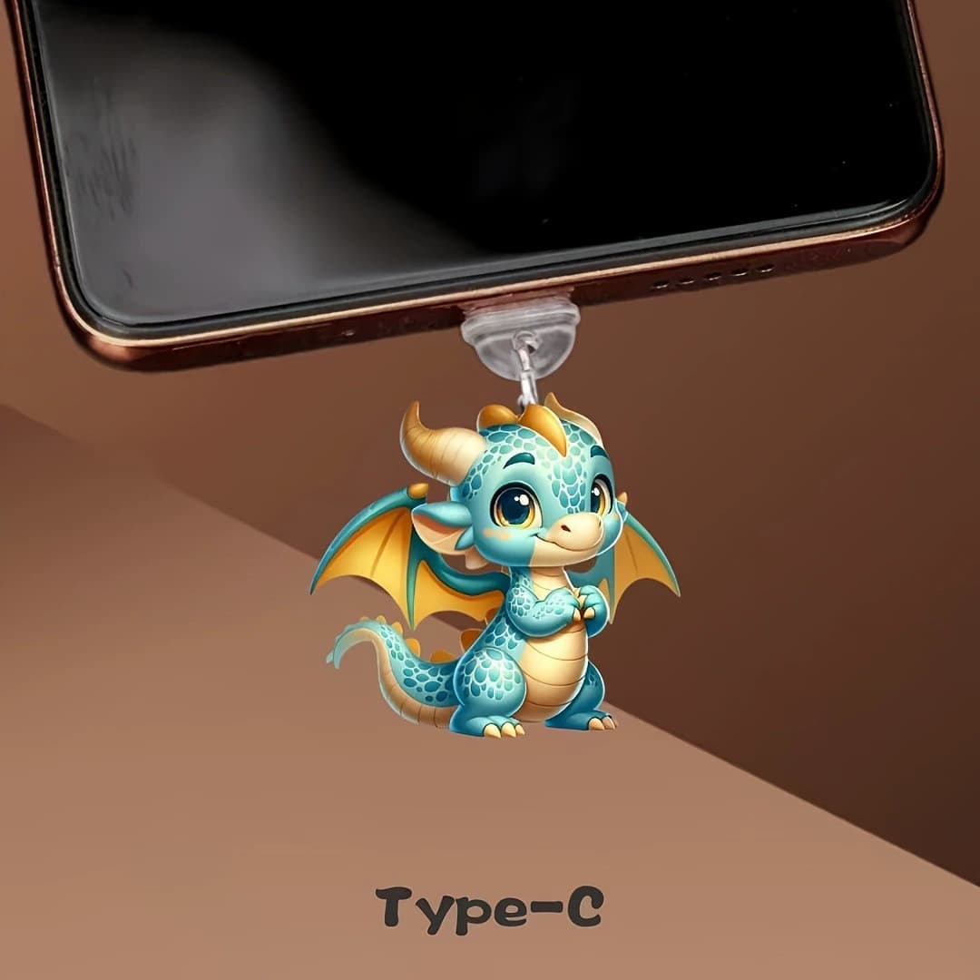 Cute Cartoon Little Dragon Phone Dust Plug Hanging Ornament Gift Decoration